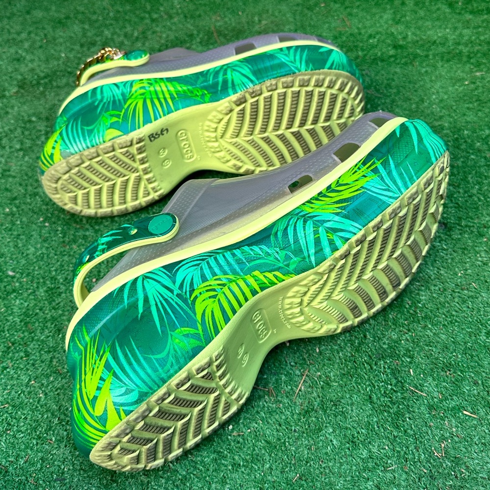 CROCS BAE Platform Clogs: Yellow and Green with Gold Chain Accent. Collectable! - Picture 13 of 14